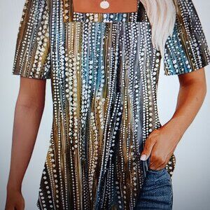 OFEEFAN T Shirts XL Square neck print top